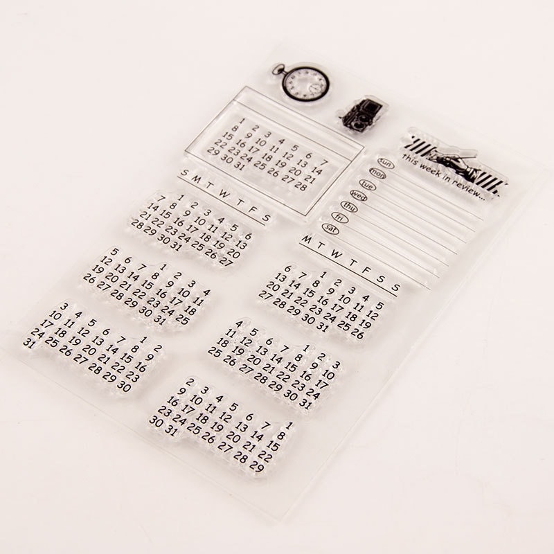 ZYAMY 2pcs Clear Stamp Seal Calendar Date Week Month Number Symbol Clear  Stamps for Journaling, DIY Scrapbooking and Photo Album Decoration