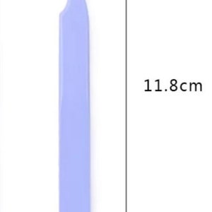May include: A light purple eyelash tweezer with a slanted tip and a length of 11.8 cm. The tweezer is 1 cm wide.