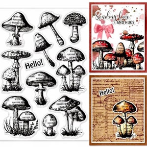 Mushroom Stamp Set - Card Making Supplies - Scrapbook Supplies - Crafting Stamps - Journalling Supplies - Silicone Stamp Set