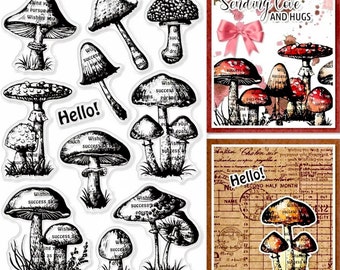Mushroom Stamp Set - Card Making Supplies - Scrapbook Supplies - Crafting Stamps - Journalling Supplies - Silicone Stamp Set