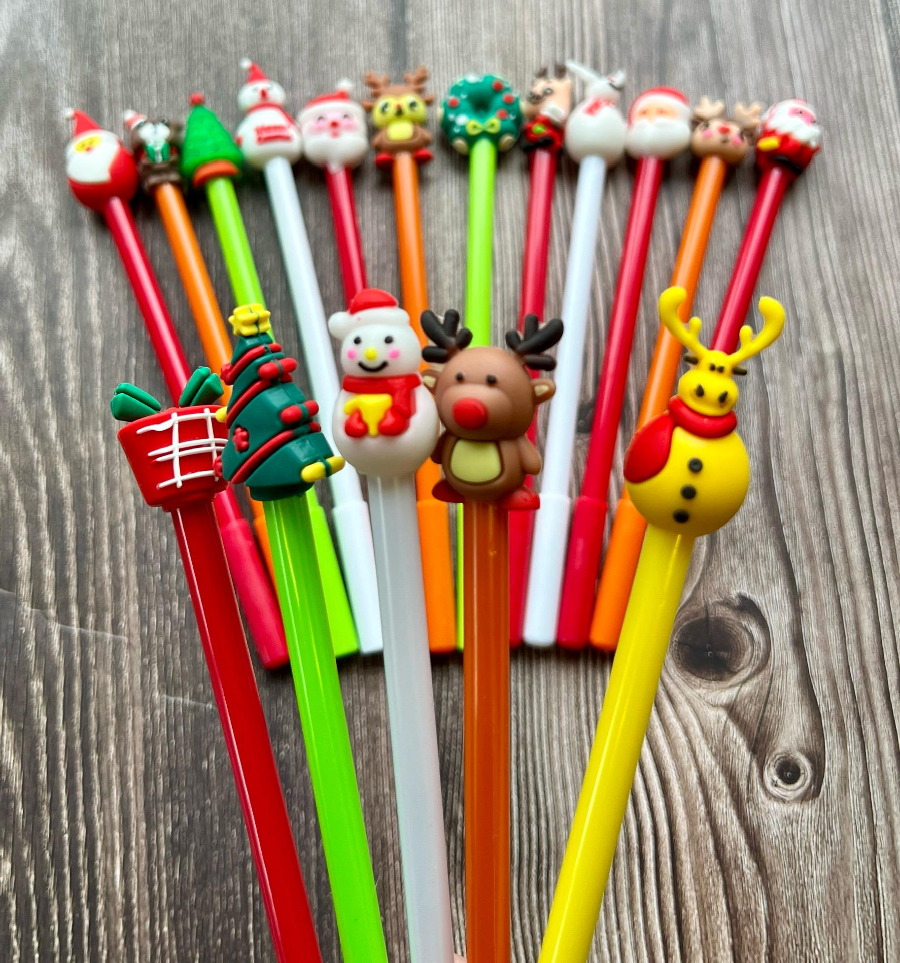 8 Penne A Sfera Di Natale Con Decorazioni | Babbo Natale, Renna, Albero, Pupazzo Di Neve | Regali Per Festa, Scuola E Ufficio - 2