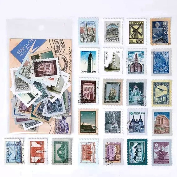 46 Stamp Stickers Scrapbook Supplies SIX THEME CHOICES Craft Supplies Album  Stickers Journalling Supplies Decorative Stickers 