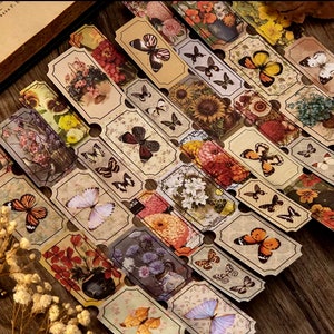 Scrapbook Supplies - Butterfly Stickers - Junk Journal Supplies - Ticket Paper Stickers - Craft Supplies - Creative Journaling - Aesthetic