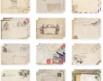 12 Vintage Look Envelopes - Paper Ephemera Supplies - Junk Journal Supplies - Small Craft Envelopes - Decorative Envelopes - Invitations