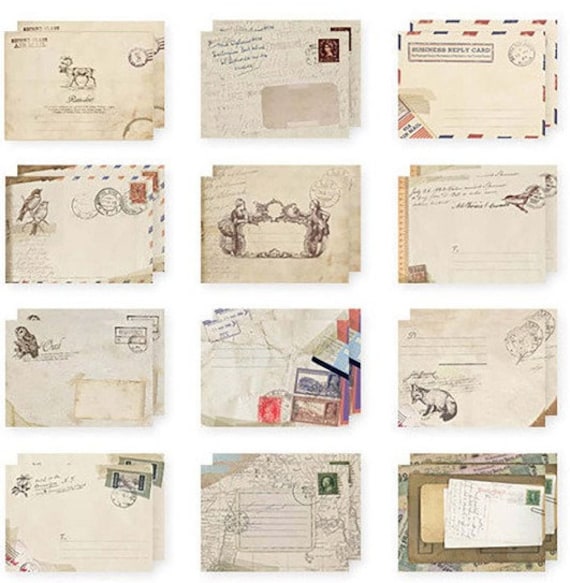 12 Vintage Look Envelopes Paper Ephemera Supplies Junk Journal