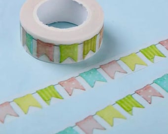 Washi Tape - Bunting Tape - Scrapbook Supplies - Craft Tape - Pastel Washi Tape - Multipurpose Tape - Creative Journaling - Scrapbooking