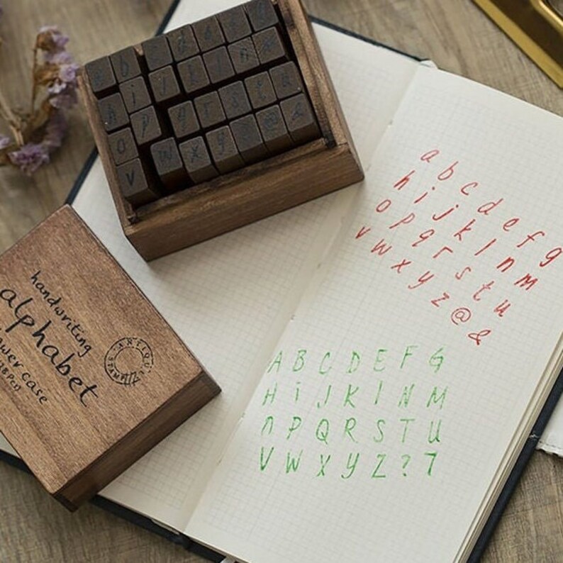 Handwriting Alphabet Stamp Set Letter Stamps in Box Wooden Etsy UK