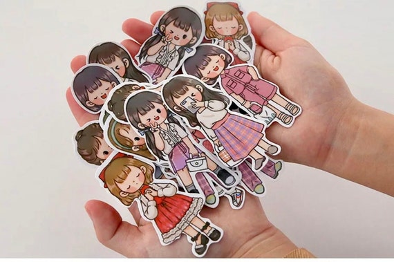 20 Girl Stickers Kawaii Sticker Set 4 COLOUR THEMES Scrapbook