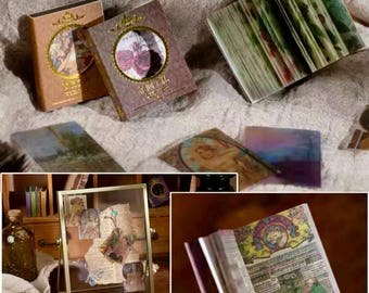 100枚入り装飾紙ブック - 透明印刷紙 - カード作り - スクラップブック用品 - ジャンクジャーナル用品 - クラフト用品 - 紙