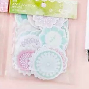Stickers transparents effet dentelle - 45 stickers imperméables - Fournitures de scrapbooking - Stickers pastel - Fournitures Bujo - Fournitures de collage - Art