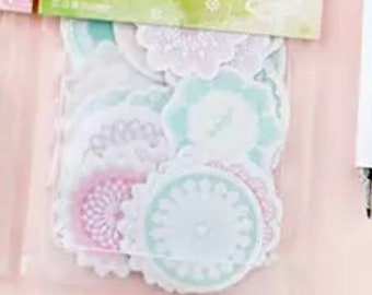 Klare Spitzen-Effekt-Aufkleber - 45 wasserdichte Aufkleber Set - Scrapbooking Zubehör - Pastell Aufkleber - Bujo Zubehör - Collage Zubehör - Art