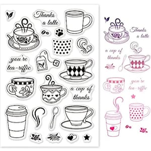 Sellos temáticos de bebidas calientes - Suministros de álbumes de recortes - Suministros para hacer tarjetas - Sellos de café - Sellos de té - Suministros para diarios - Suministros de artesanía