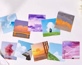 Molnklistermärken - Landskapsklistermärkesset - Estetiska klistermärken - Journaltillbehör - Scrapbooktillbehör - Landskapsklistermärken - Collageklistermärken