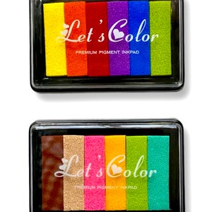 Rainbow Ink Pad - 6 Colour Ink Pad - TWO COLOUR CHOICE - Stamp Ink Pad - Multipurpose Ink Pad - Scrapbook Supplies - Craft Ink Pad
