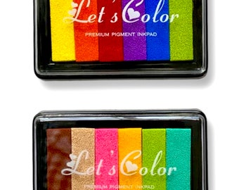 Rainbow Ink Pad - 6 Colour Ink Pad - TWO COLOUR CHOICE - Stamp Ink Pad - Multipurpose Ink Pad - Scrapbook Supplies - Craft Ink Pad