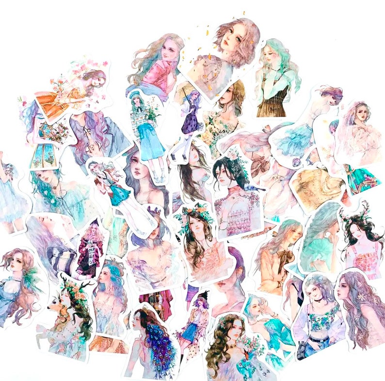 50 Female Stickers - Journal Supplies - Aesthetic Stickers - Scrapbook ...