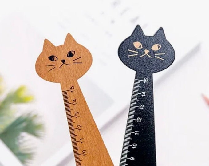Wooden Cat Ruler - School Supplies - Kawaii Stationery - Back To School Supplies - Desk Supplies - Stationery Gift - Cat Stationery