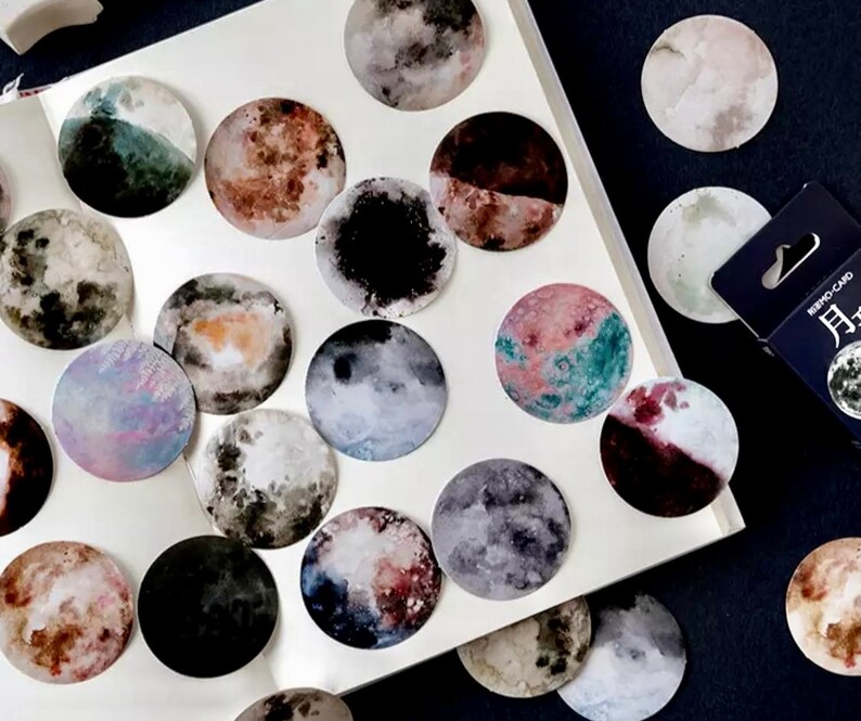 Paper Sticker Moon Moon Stickers - Scrapbook Stickers - Journal Supplies - Decorative ...