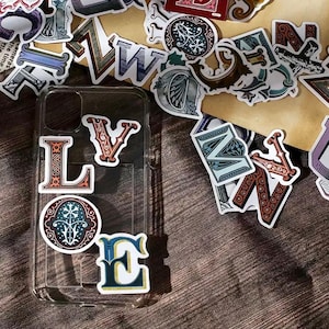 Adesivos de letras - Scrapbooking criativo - Diário retrô - Suprimentos para artesanato - Suprimentos para diário de lixo - Adesivos para diário Buller - Conjunto de adesivos