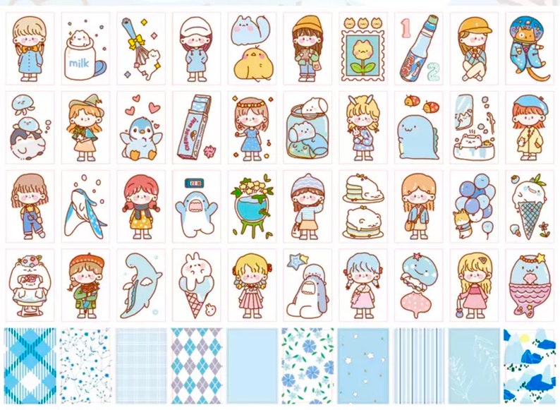 Cartoon Sticker Book Kawaii Stickers Scrapbook Supplies Etsy UK
