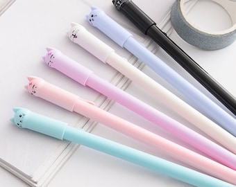 Bolígrafo de gato kawaii - Papelería kawaii - Estuches para lápices - Artículos de escritorio - Bolígrafo bonito - Papelería novedosa - Bolígrafo de diario - Útiles escolares