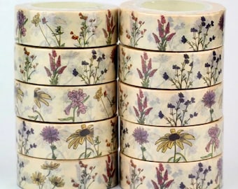 Floral Washi Tape - 15mm x 10M - Scrapbook Supplies - Decorative Washi Tape - Junk Journal Supplies - Penpal Supplies - Craft Supplies