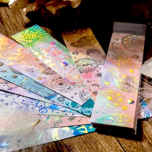 Holografisches Aufkleberbuch - Himmlische Laseraufkleber - 6 FARBEN UND THEMEN AUSWAHL - Scrapbookzubehör - Kartenherstellung - Dekorative Aufkleber