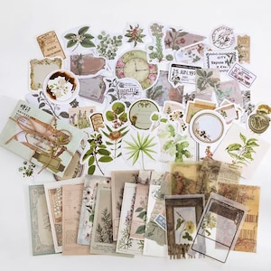 Journal Paper and Stickers Set Scrapbook Set Vintage Mixed Set