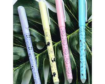 Bolígrafo de gel borrable - Bolígrafo de gel de tinta azul - Papelería kawaii - Útiles escolares - Papelería bonita - Bolígrafo de pingüino - Bolígrafo de gato - Bolígrafo de conejito - Bolígrafo de panda