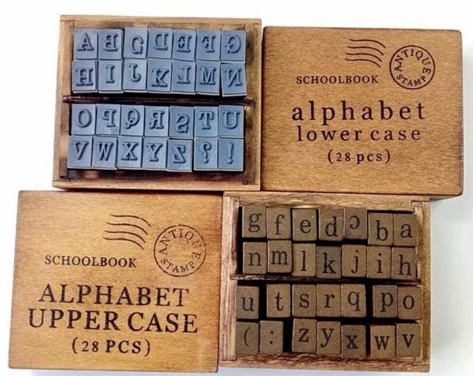 Alphabet Stamps - Number Stamps - Vintage Look Wooden Set - Craft Supplies - Card Making Stamps - Bullet Journalling - Scrapbooking - Album