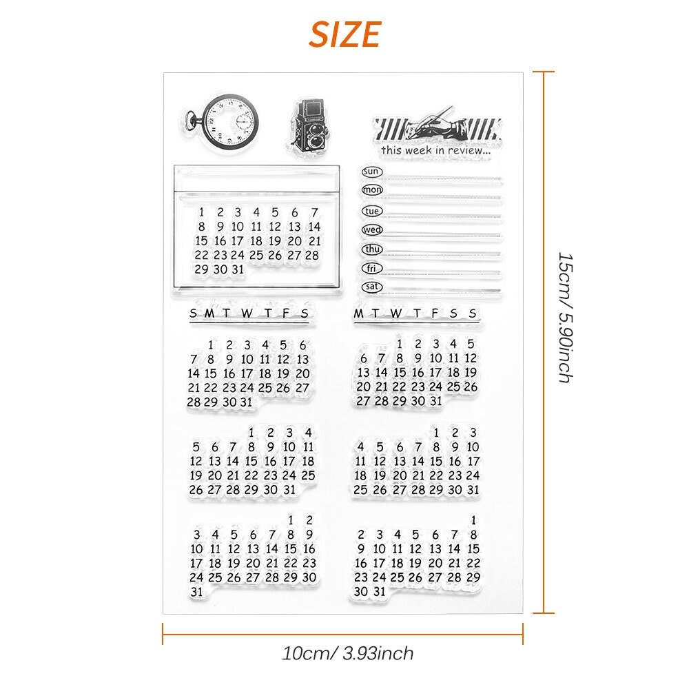 2 Sheets Calendar Planner Silicone Clear Stamps Vietnam