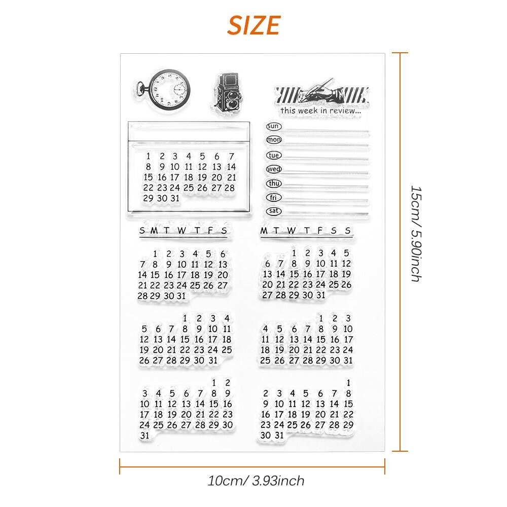 2 Sheets Calendar Planner Silicone Clear Stamps Vietnam