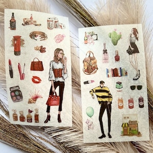 6 feuilles d'autocollants - Fournitures pour carnets - Décoration pour ordinateur portable - Autocollants pour scrapbooking - Fournitures pour Bullet Journal - Fournitures créatives - Collage