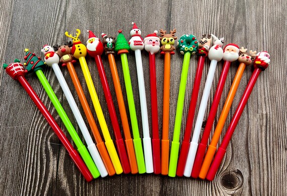 8 Penne Gel Natalizie: Pupazzo Di Neve, Babbo Natale, Renna E Albero Per Bomboniere E Regali