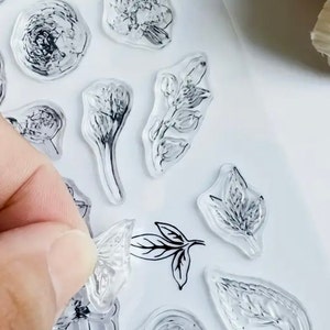 Mini Flower & Leaf Stamps Card Making Supplies Silicone Stamps Scrapbook Supplies Craft Stamps Journalling Supplies BUJO Stamps image 1