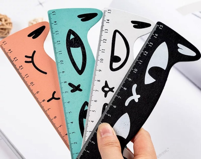 Kawaii Cat Ruler - Desk Supplies - Kawaii Stationery - Wooden Ruler - Kids Craft Supplies - School Supplies - 15cm Ruler - Scrapbooking