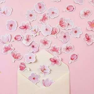 45 pegatinas de flores de cerezo - Materiales para scrapbooking - Pegatinas de flores rosas - Pegatinas para diario - Pegatinas decorativas - Materiales para manualidades