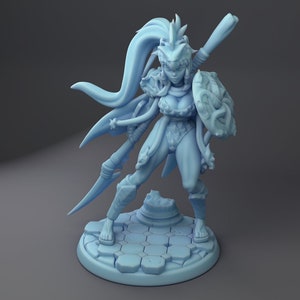Opal, The Hydra Hunter, Barbarian, Fighter  , Twin Goddess Miniatures , Tabletop RPG , DnD , Pathfinder , 3D Printed Miniatures