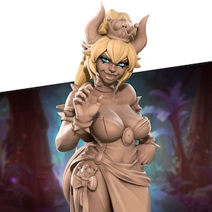 Bowserette  +( Topless Pinup)  , Bite the Bullet , Tabletop RPG , DnD , Pathfinder , 3D Printed Miniatures