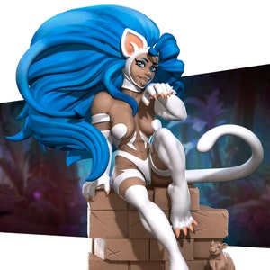 Felicia the Pinup Tabaxi , Bite the Bullet , Tabletop RPG , DnD , Pathfinder , 3D Printed Miniatures