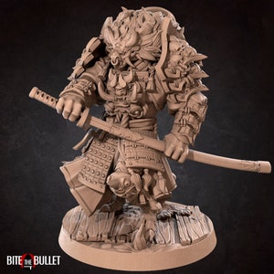 Ryuma, The Dragonborn Samurai , Bite the Bullet , Tabletop RPG , DnD , Pathfinder , 3D Printed Miniatures