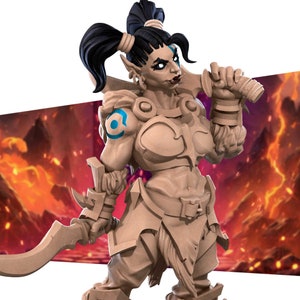 KC the Orc Assassin Pinup GIrl, 3D Printed miniature for Tabletop RPGs Dungeons and Dragons, Pathfinder, Wargaming
