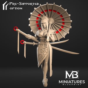 Mizuki, Female Geisha Samurai , Miniature Blueprint , Tabletop RPG , DnD , Pathfinder , 3D Printed Miniatures