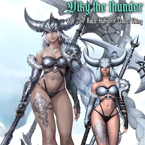 Viky The Shield Maiden 32mm/75mm  , Dungeon Pinup , Tabletop RPG , DnD , Pathfinder , 3D Printed Miniatures