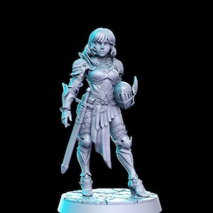 Svanielle, Female Knight, Paladin, Fighter, Cleric , RN Estudio , Tabletop RPG , DnD , Pathfinder , 3D Printed Miniatures