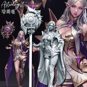Crystalla The Astrologist 75mm  , Dungeon Pinup , Tabletop RPG , DnD , Pathfinder , 3D Printed Miniatures