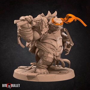 Michaelangelo, The Tortle Ninja , Bite the Bullet , Tabletop RPG , DnD , Pathfinder , 3D Printed Miniatures