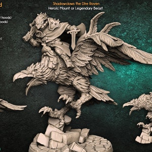 Aaron Blacksparrow, Dire Raven  Male, Thieves Guild , Artisan Guild , Tabletop RPG , DnD , Pathfinder , 3D Printed Miniatures |