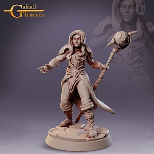 Human Female Mage, wizard, warlock, sorcerer , Galaad Miniatures , Tabletop RPG , DnD , Pathfinder , 3D Printed Miniatures
