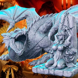 Dragon Prisoner 32mm/75mm  , Dungeon Pinup , Tabletop RPG , DnD , Pathfinder , 3D Printed Miniatures